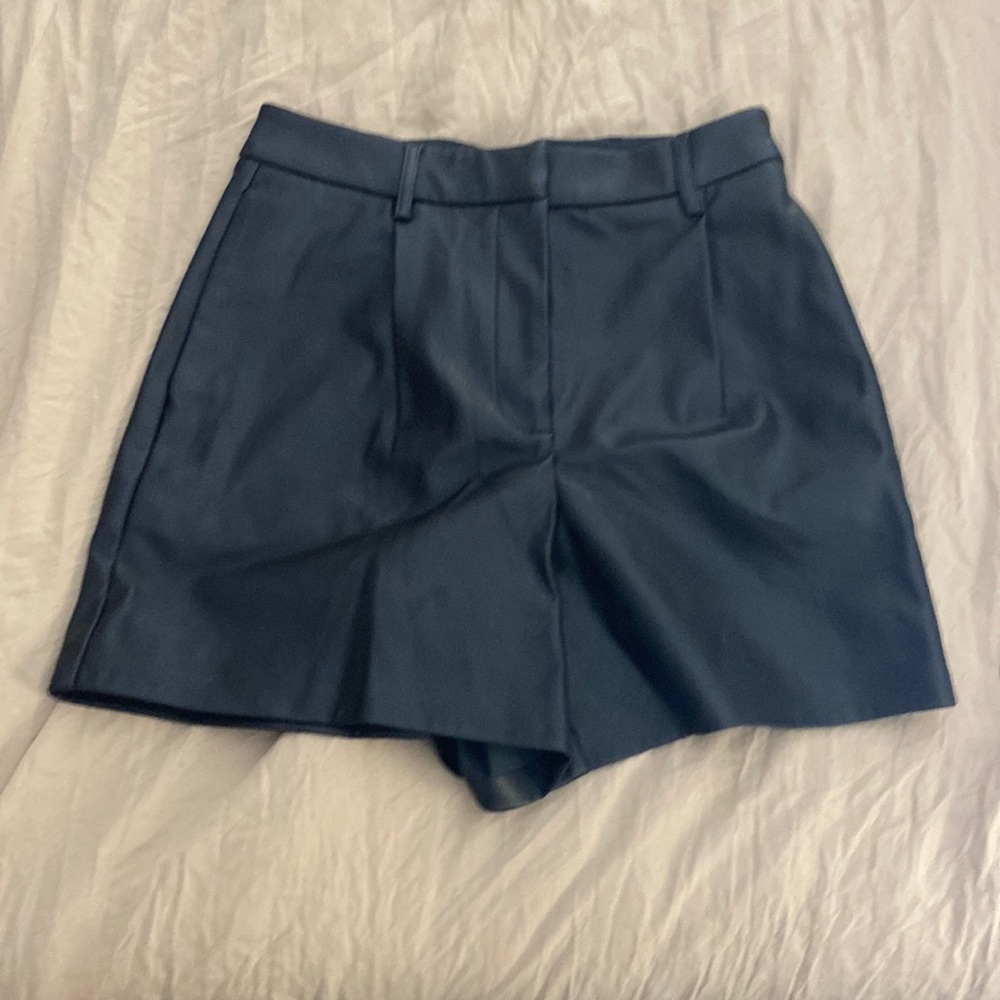 Black faux leather shorts
